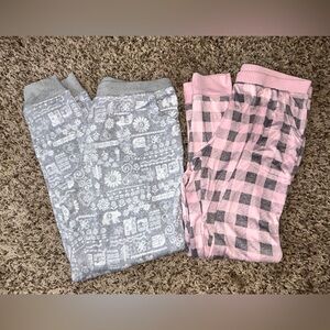 2 Pairs CuddlDuds Pajama Bottoms - Gray and Pink - Super Soft - Small